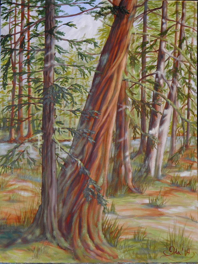 Tilting Cedar Painting by Ida Eriksen