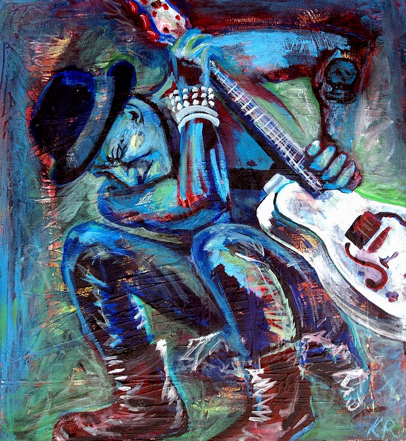 Music Painting - Tim Armstrong and Gretsch  by Kat Richey