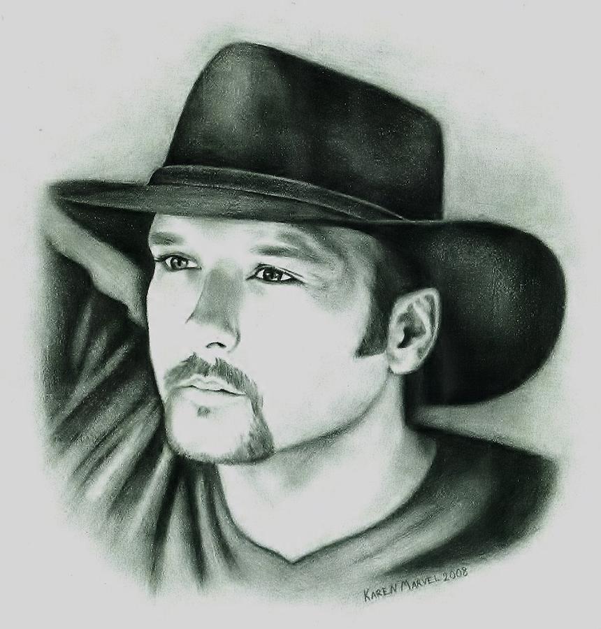 Tim Mcgraw Drawing by Karen E Marvel