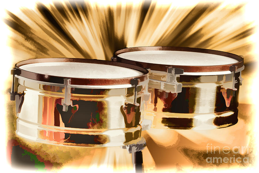 Timbale drums for Latin Music Painting in Color 3326.02 Painting by M K Miller