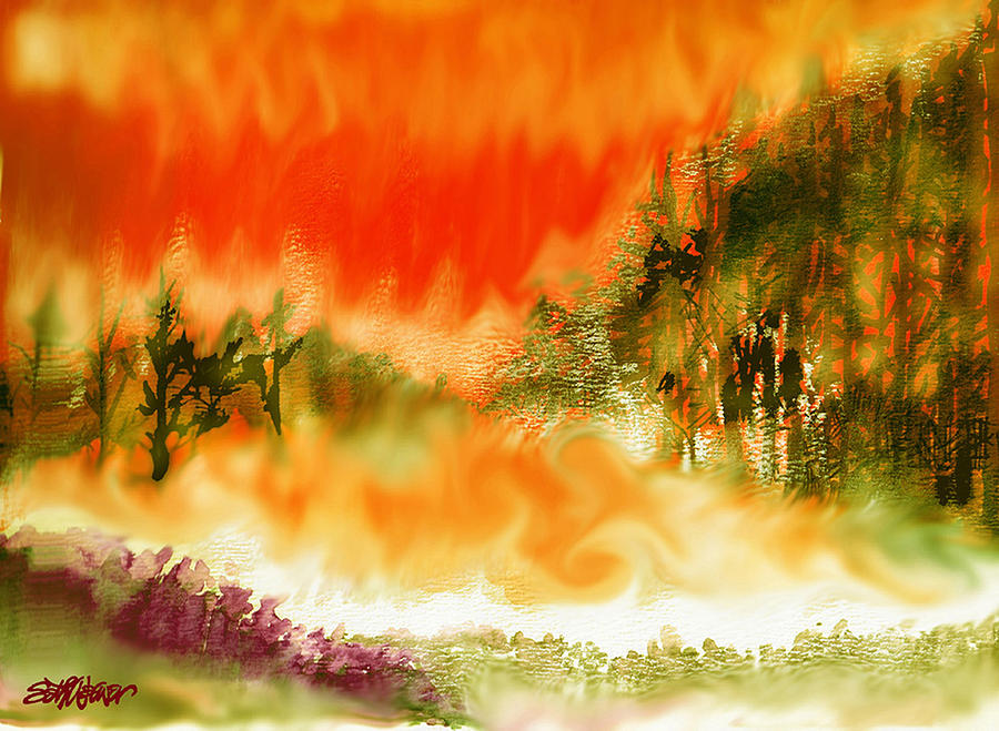 Markers Mixed Media - Timber Blaze by Seth Weaver Markers Mixed Media - Timber Blaze by Seth Weaver