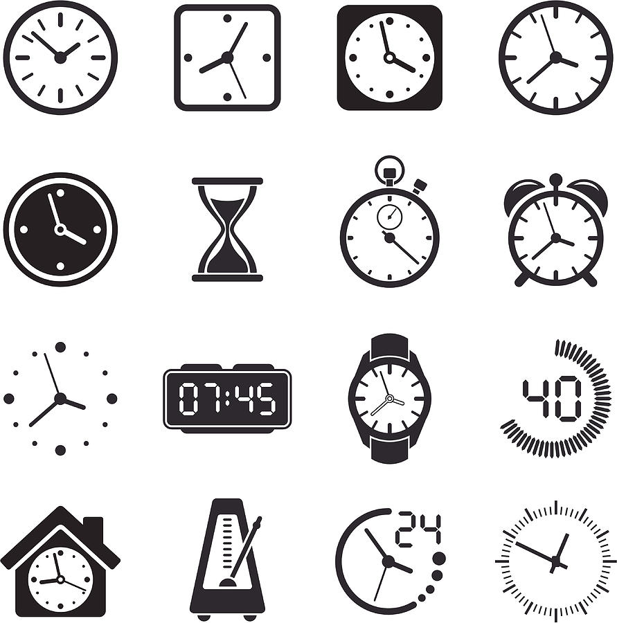 Time Clock Icon Set Drawing by Pop_jop
