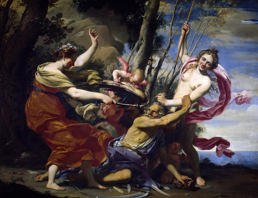 Time defeated by Hope Love and Beauty Painting by Simon Vouet