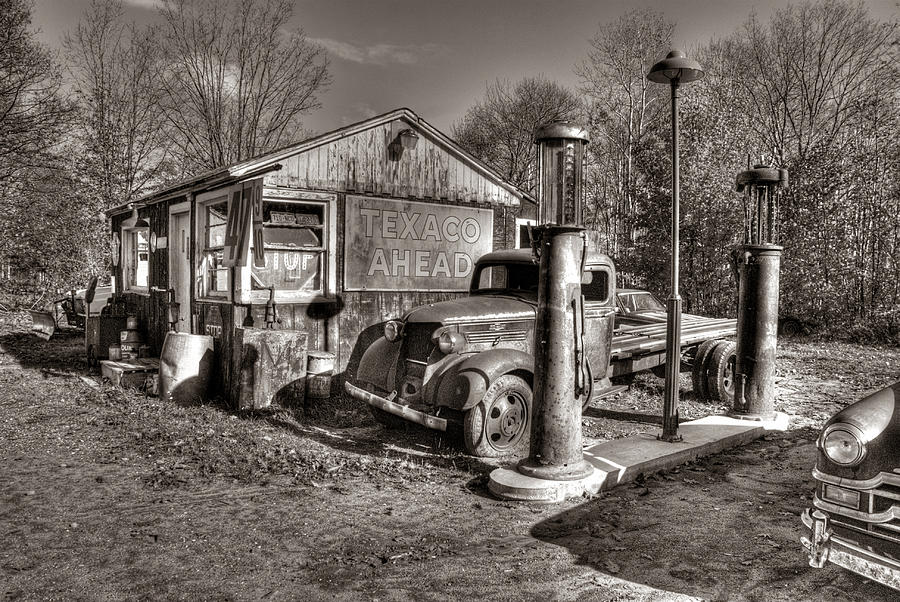 TIME FOR A FILL-UP in SEPIA Photograph by Janice Adomeit