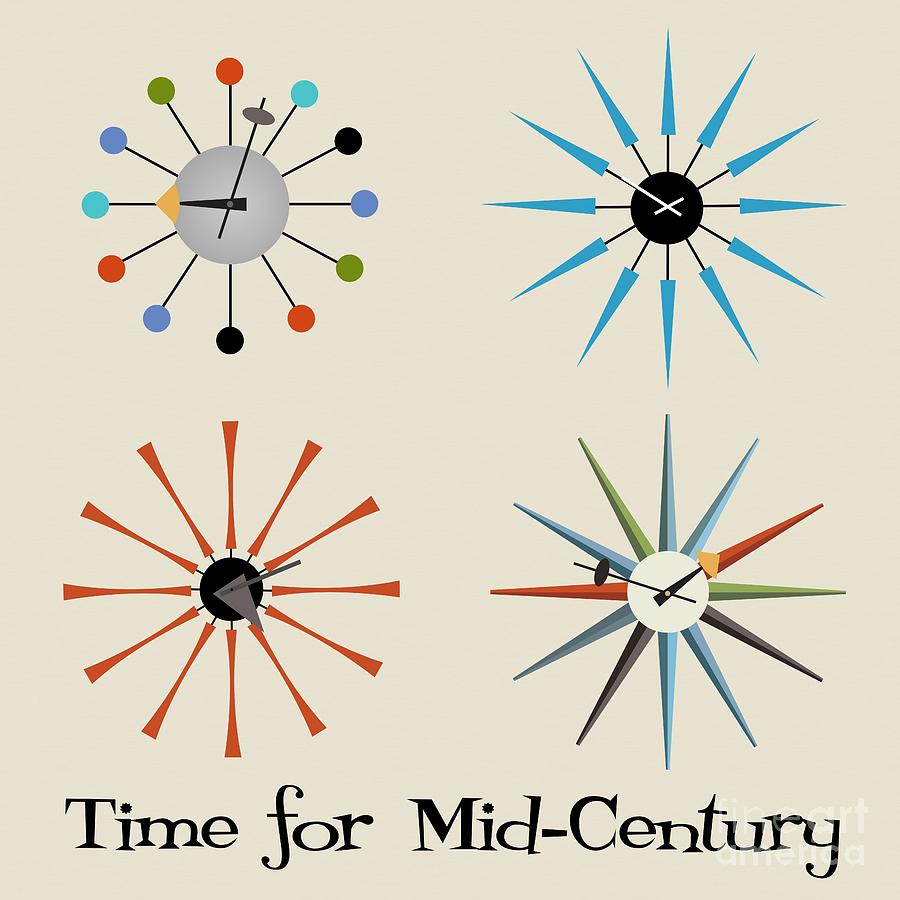 Time for Mid-Century Digital Art by Donna Mibus