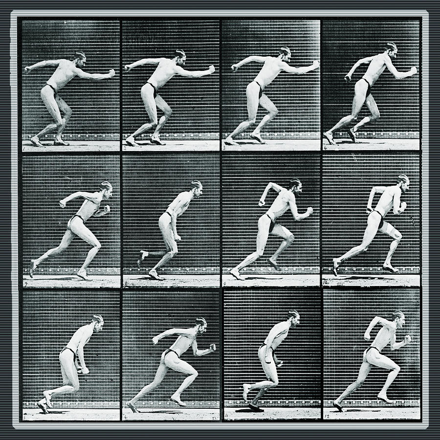 Time Lapse Motion Study Man Running Monochrome Painting by Tony Rubino