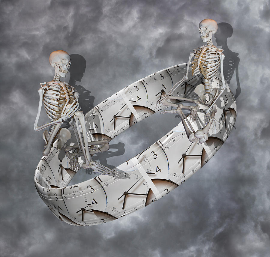Skeleton Digital Art - Time Management by Betsy Knapp