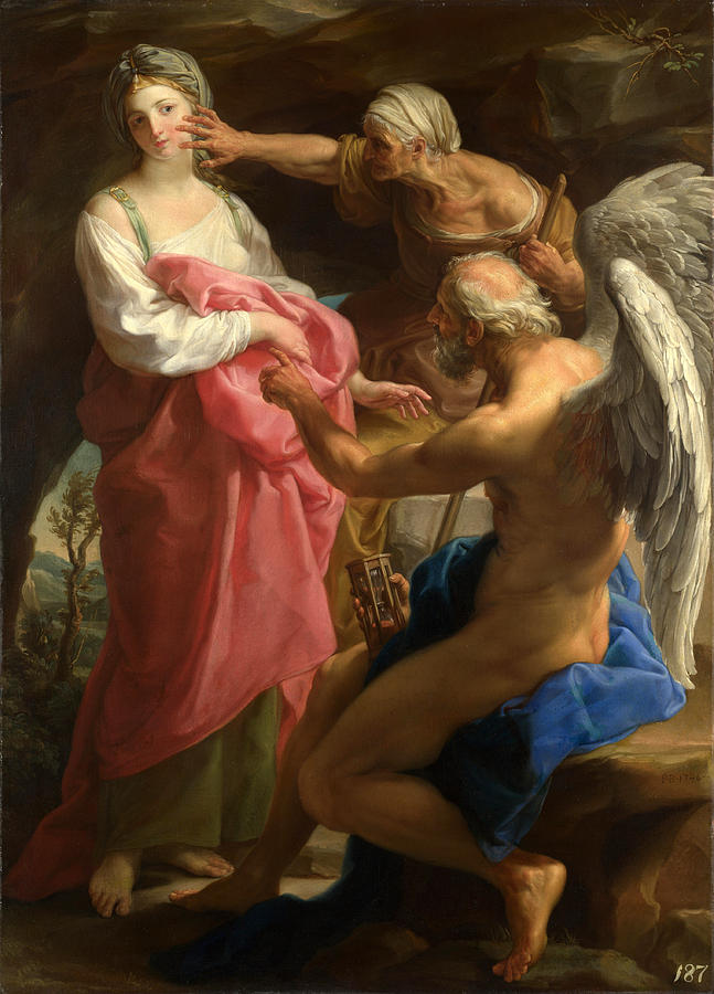 Time orders Old Age to destroy Beauty Painting by Pompeo Batoni