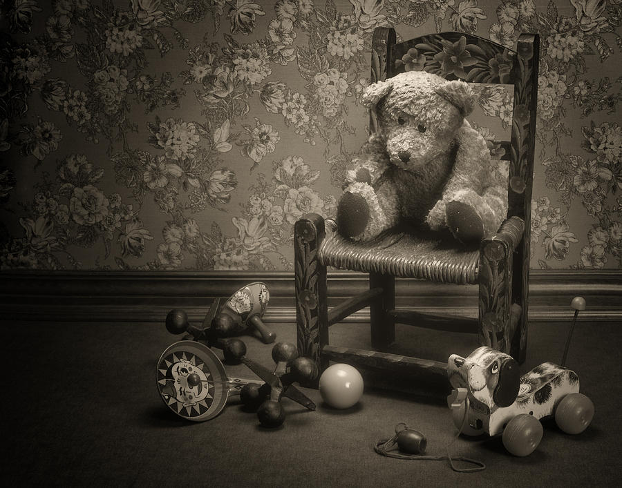 Black And White Photograph - Time Out - a teddy bear still life by Tom Mc Nemar
