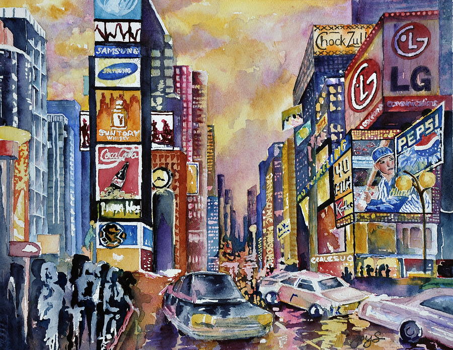 Times Square Painting - Time Square New York by Joy Skinner