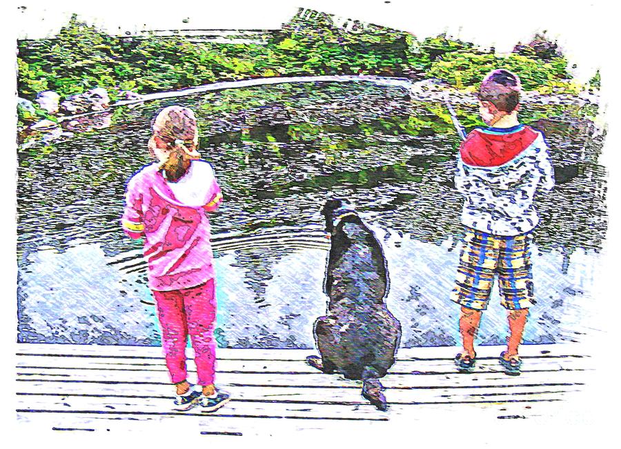 Timeless Activities - Trouting - Children - Summer Fun Photograph by Barbara A Griffin