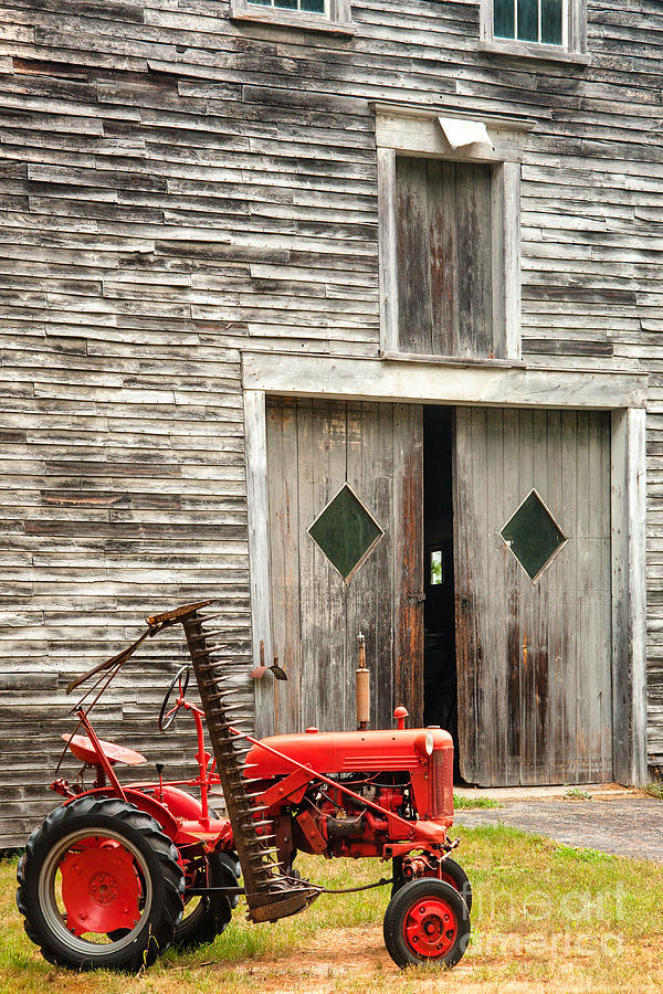 Red Tractor and Old Barn Ossipee New Hampshire Photograph by Dawna Moore Photography