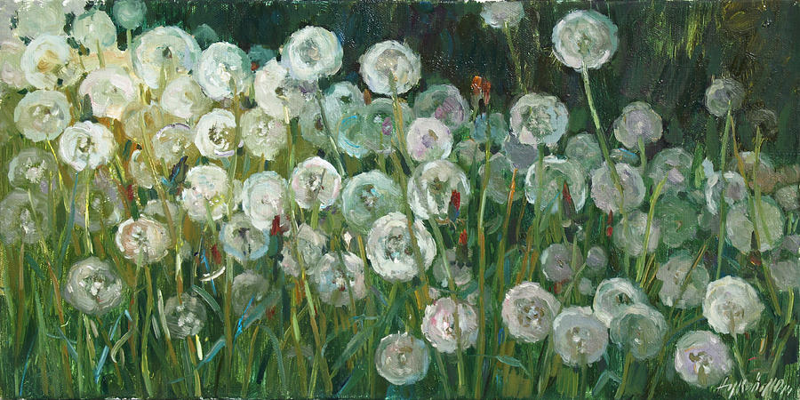 Times of dandelion Painting by Juliya Zhukova