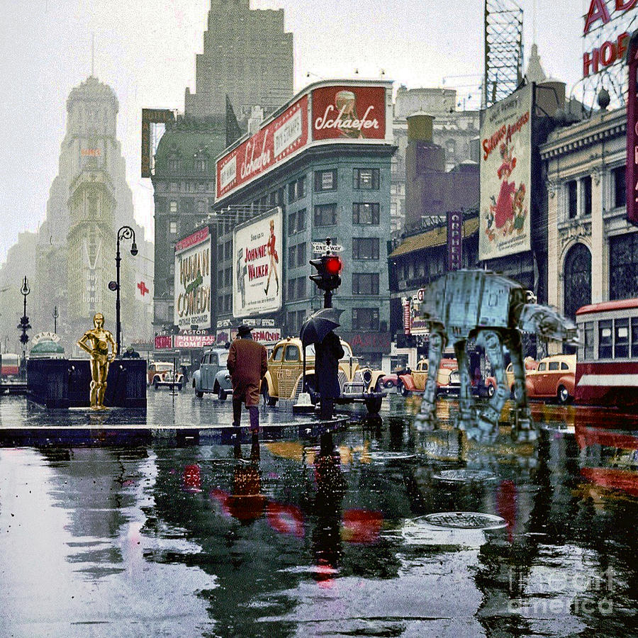 A rainy day in Times Square, New York City, 1943 Wall Art, Canvas Prints,  Framed Prints, Wall Peels