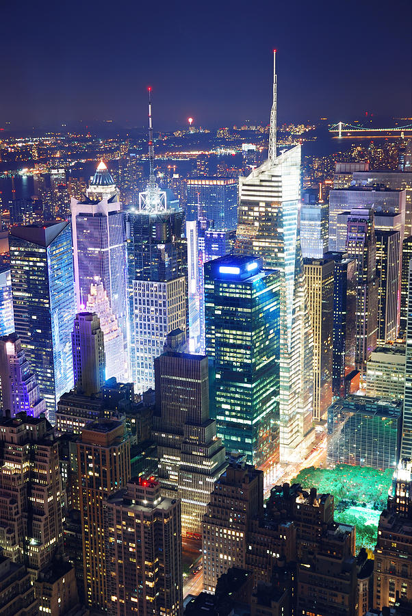 Times Square aerial view at night Photograph by Songquan Deng
