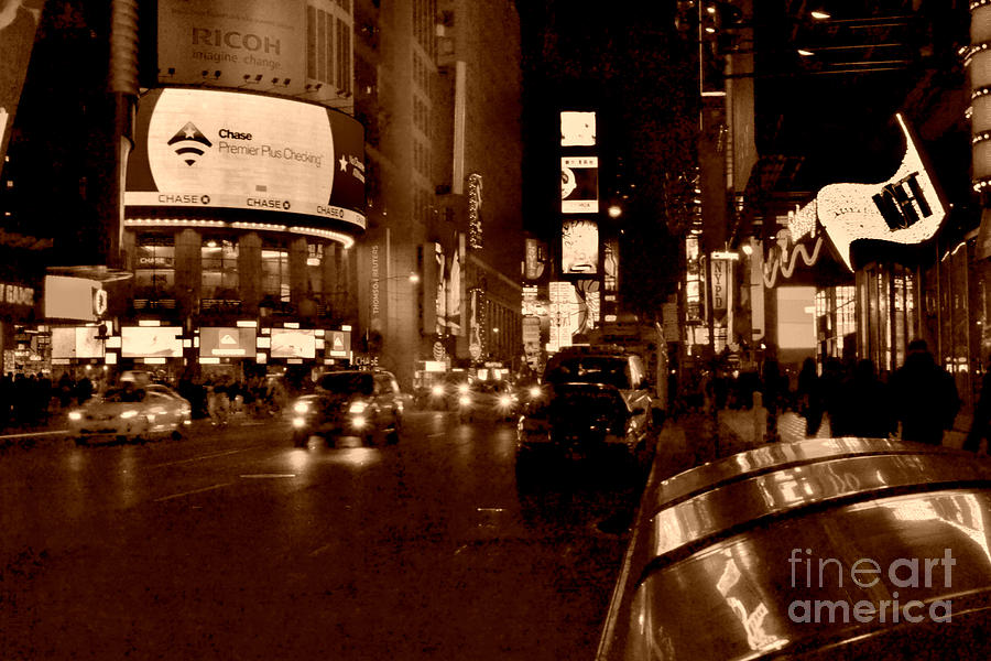 Times Square at Night - In Copper Photograph by Miriam Danar