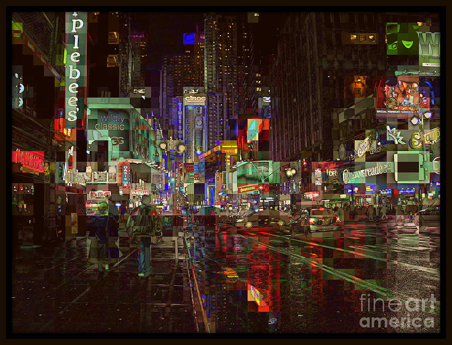 Times Square at Night - After the Rain Photograph by Miriam Danar