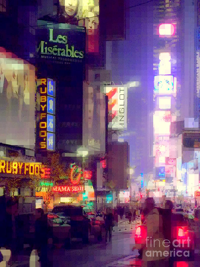 Times Square Photograph - Times Square at Night - Columns of Light by Miriam Danar