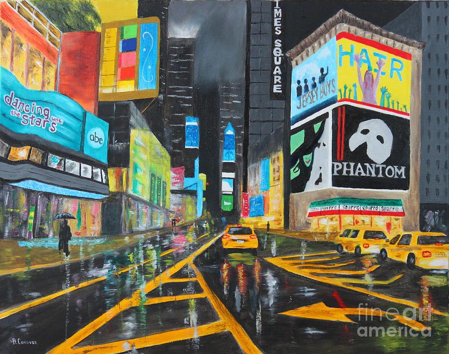 Times Square Painting by Bev Conover