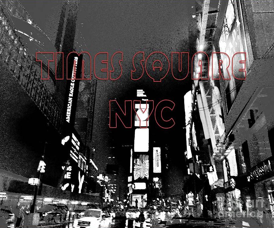 New York City Photograph - Times Square Black and Red by Ann Almquist