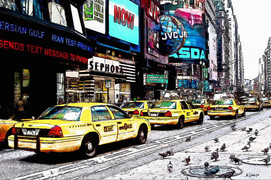 Times Square Painting by Kai Saarto