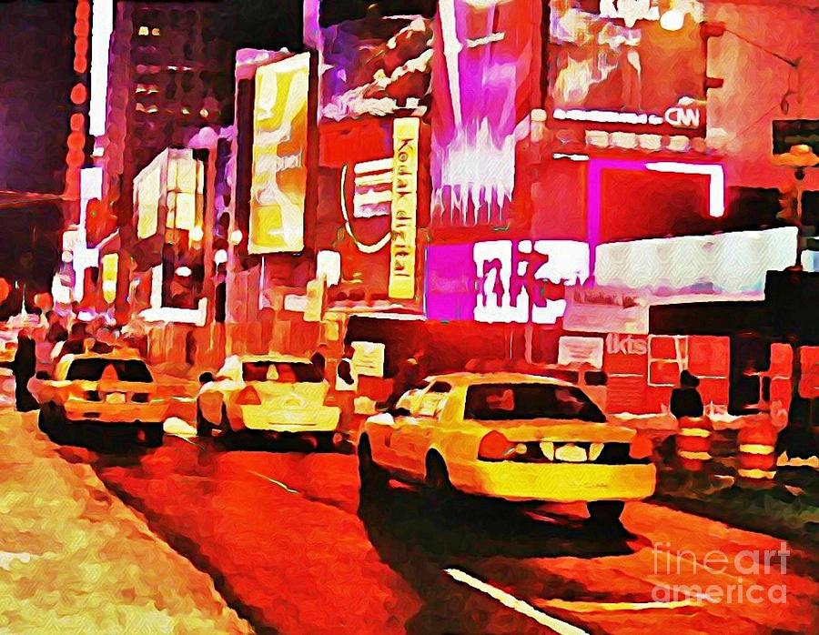Broadway Digital Art - Times Square near Broadway by Halifax artist John Malone