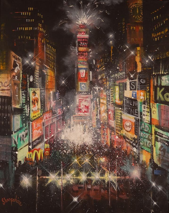 Times Square New Years Eve Painting by Tom Shropshire