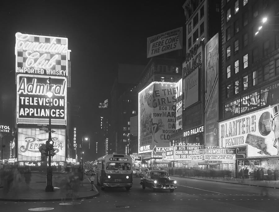 Times Square Photograph - Times Square New York City 1953 by Mountain Dreams