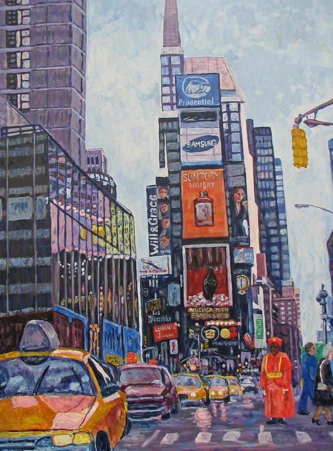 Times Square New York Painting by Lucille Femine