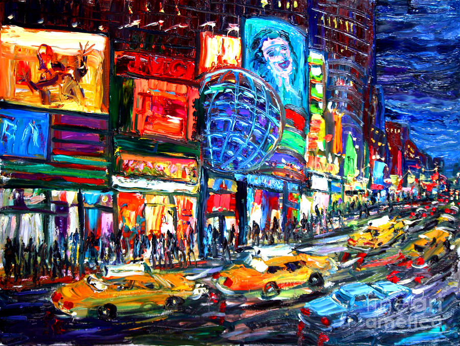Taxi Driver Painting - Times Square With Globe by Arthur Robins
