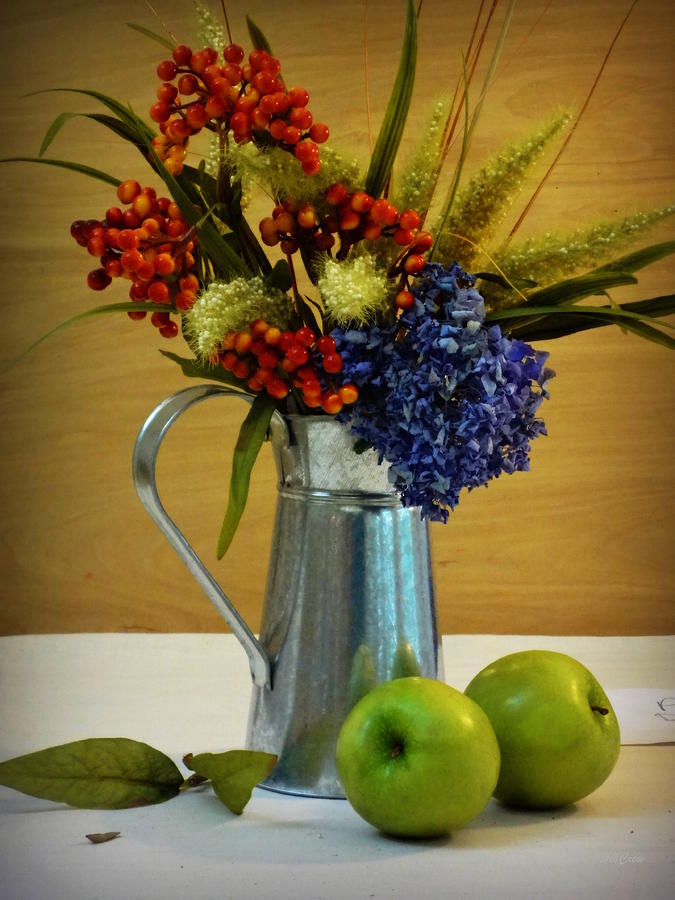 Tin Bouquet and Green Apples Photograph by Deborah  Crew-Johnson