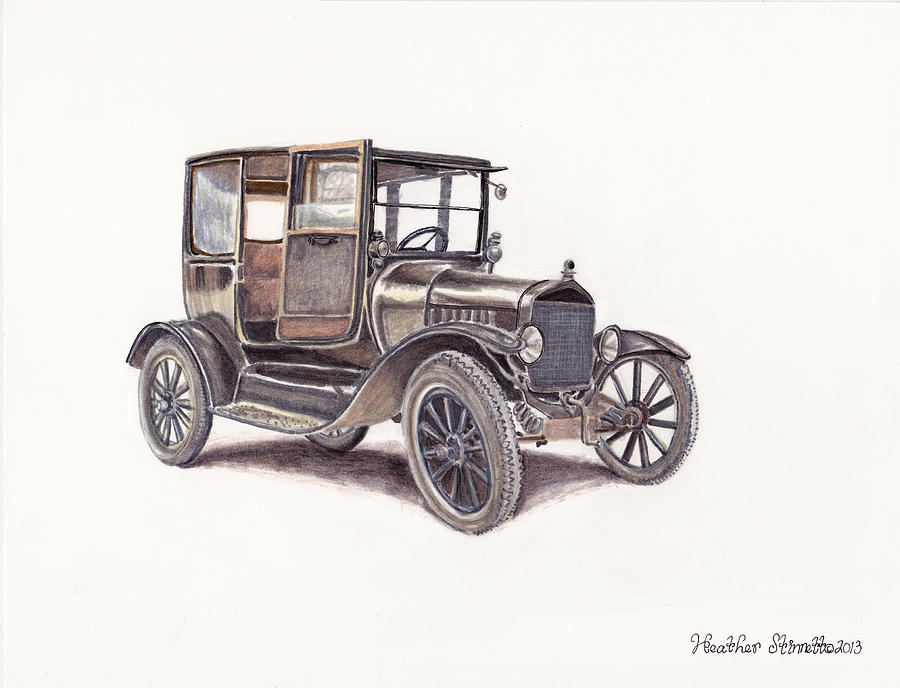 Vintage Drawing - Tin Lizzie Ford by Heather Stinnett