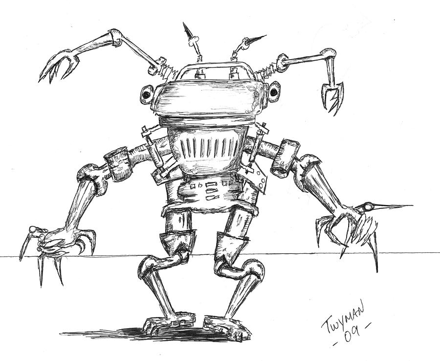 Tin Man Drawing by Dan Twyman