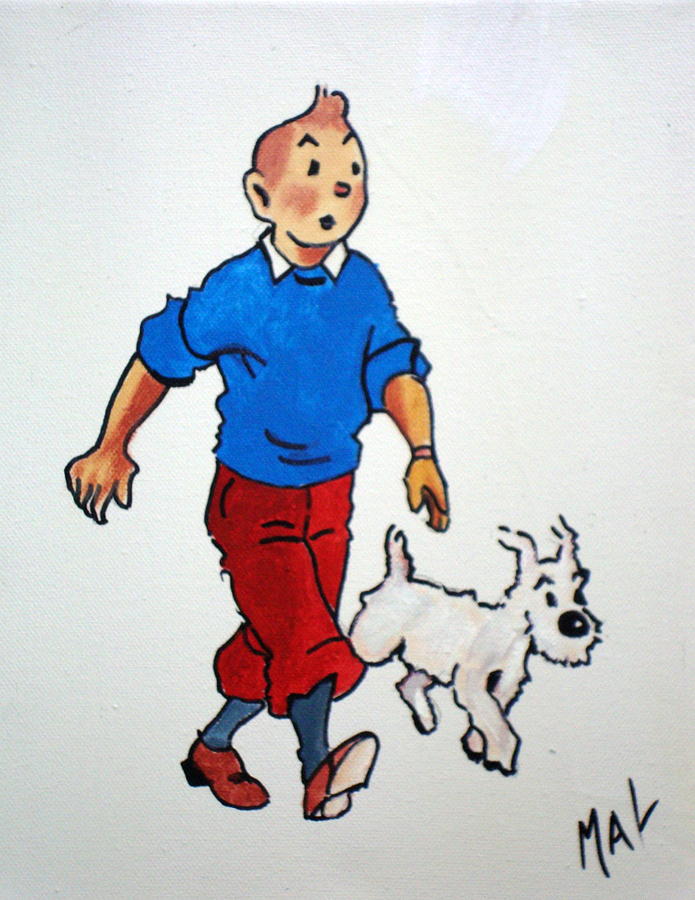 Animal Painting - Tin Tin and Snowie 2 by Marlyn Anderson