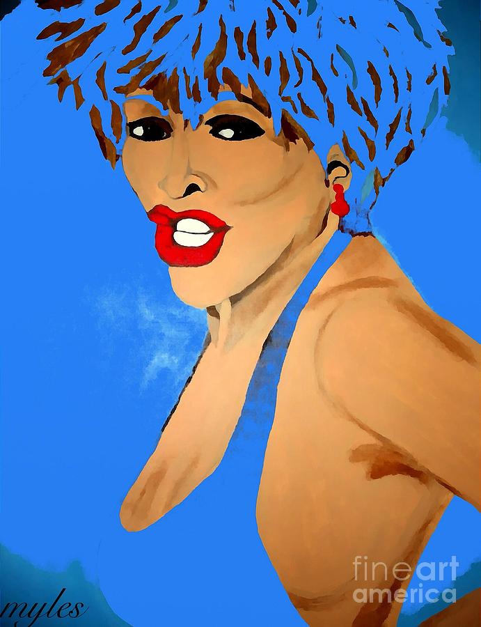 Tina Turner Painting - Tina Turner Fierce Blue 2 by Saundra Myles