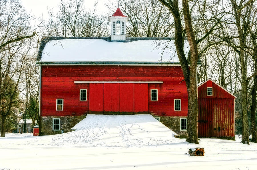 Tinicum Barn in Winter II Photograph by Debra Fedchin