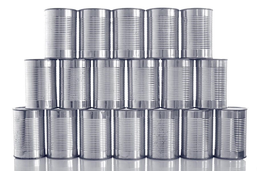 Tinned Food: Generic Steel Tin Cans Stacked In Rows Photograph by Bunhill