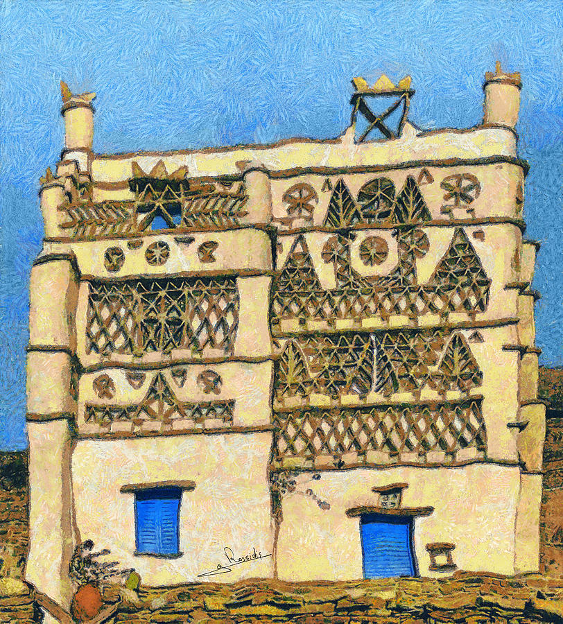 Tinos dovecotes 2 Painting by George Rossidis