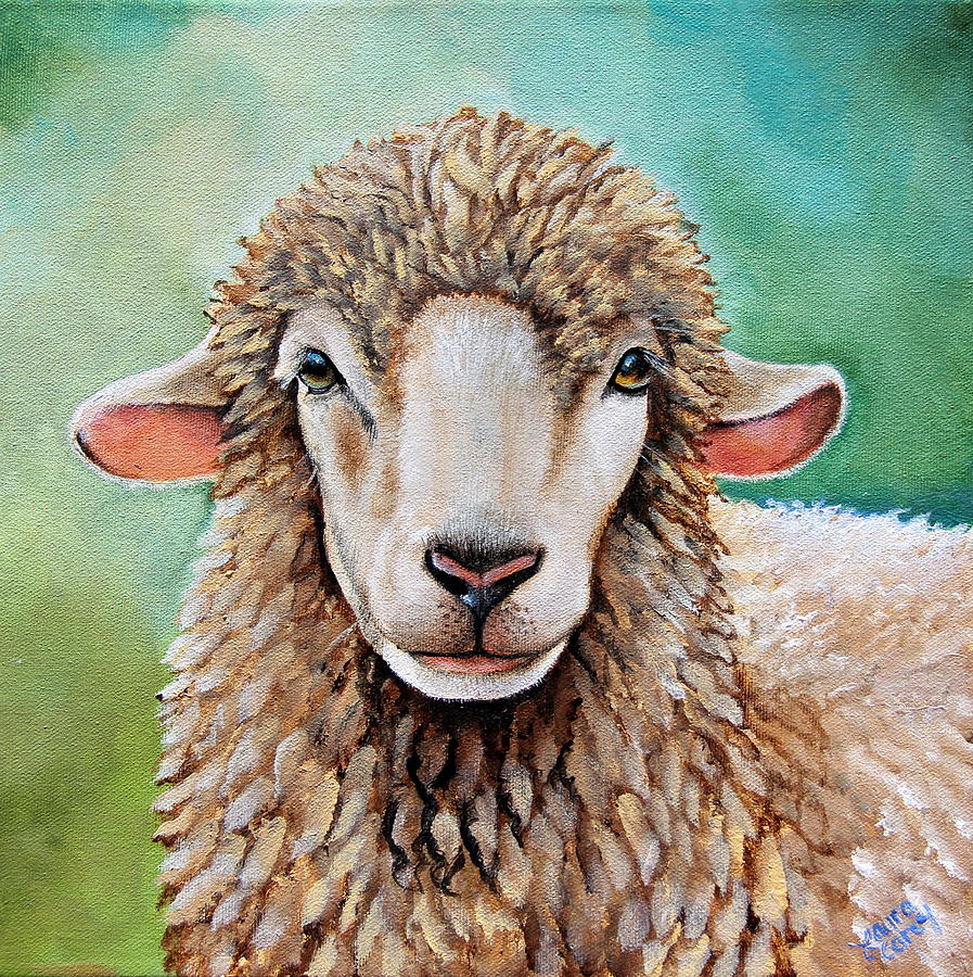 Sheep Painting - Tinsel by Laura Carey