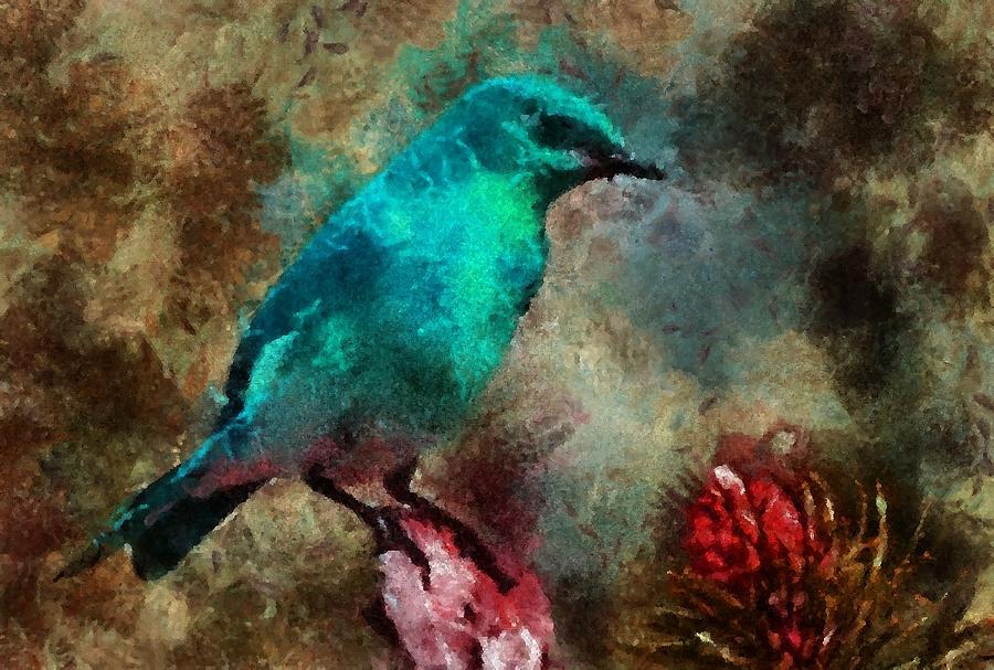 Tinted Blue Bird Digital Art by T T