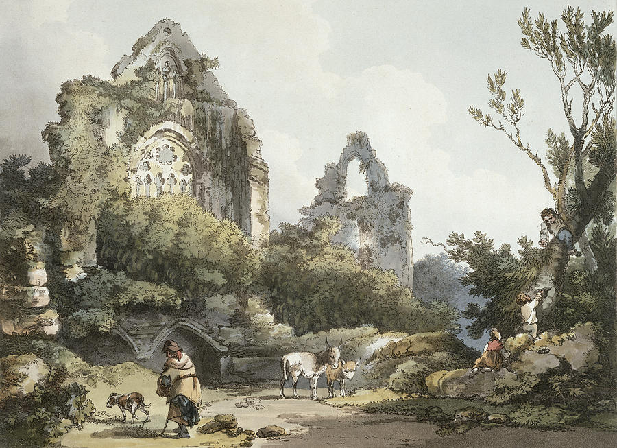 Donkey Drawing - Tintern Abbey, From The Romantic by Philippe de Loutherbourg
