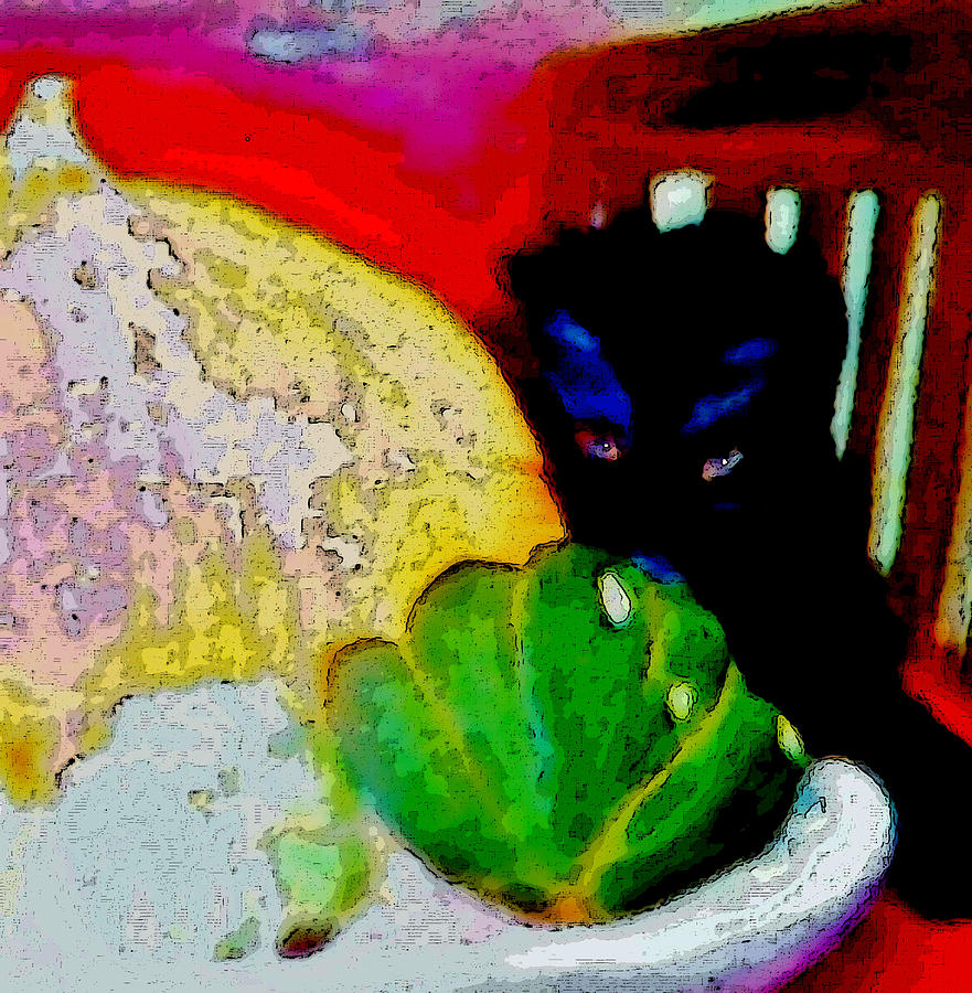 Tiny Black Kitten Painting by Lisa Kaiser