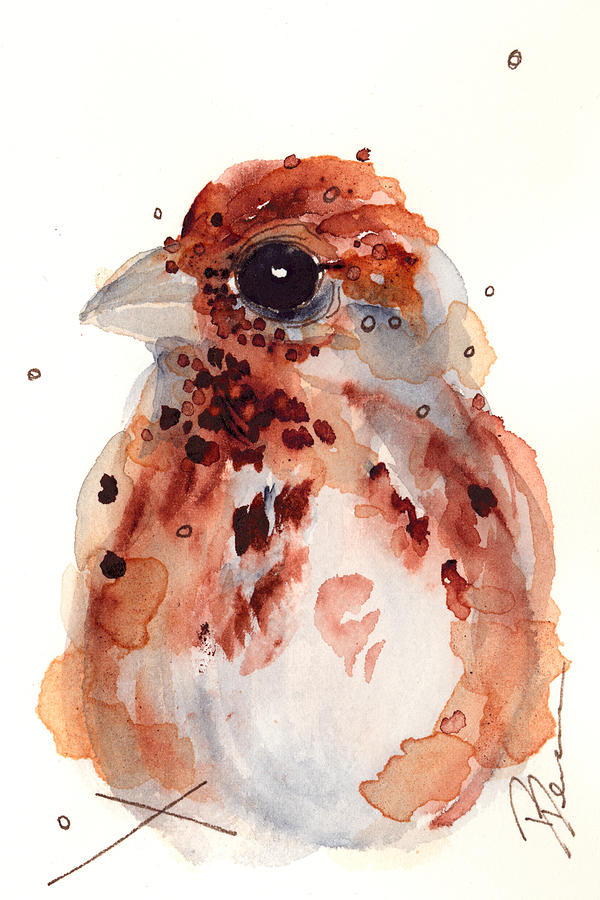 Tiny Sparrow Painting by Dawn Derman