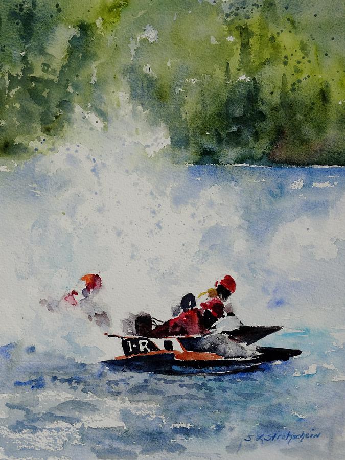 Tip of the Mitt Outboard Races Painting by Sandra Strohschein