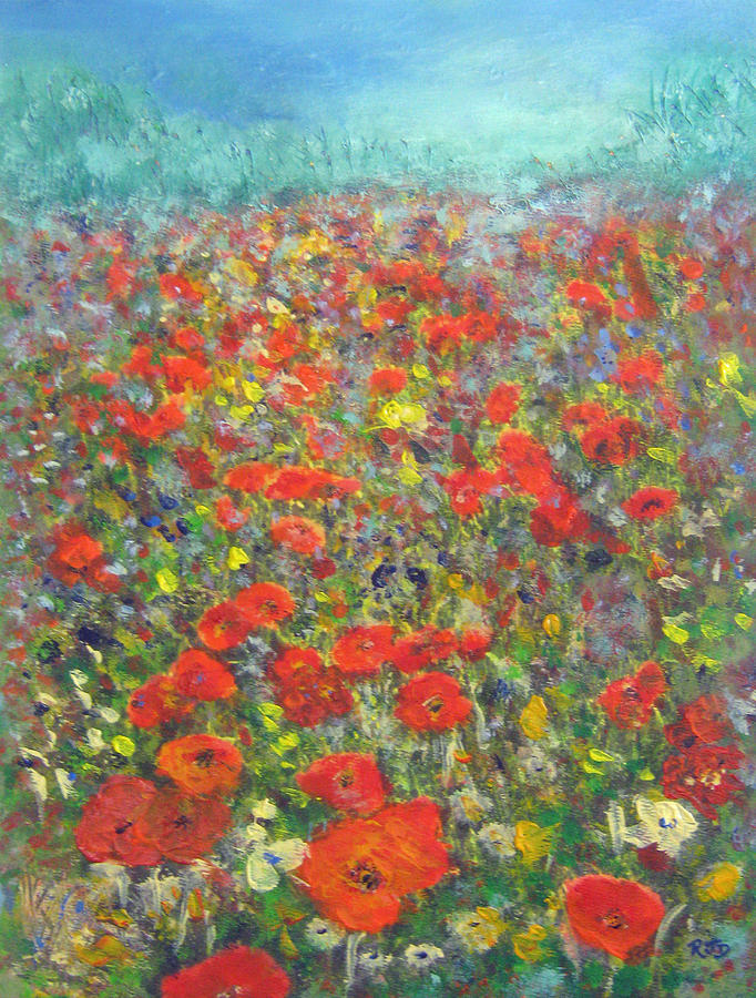 Tiptoe Through A Poppy Field Painting by Richard James Digance