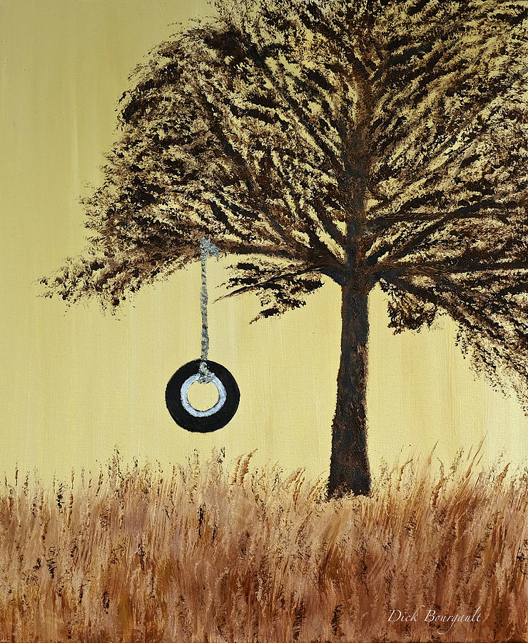 Tire Swing Painting by Dick Bourgault