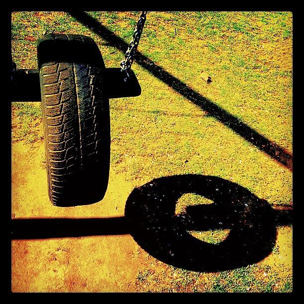 Graphic Photograph - Tire Swing With Shadow #tire #tyre by Cy Rena