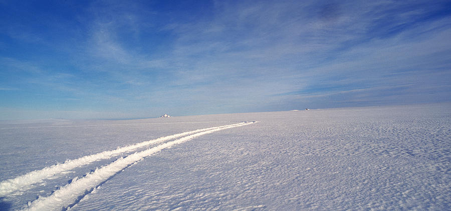 Winter Photograph - Tire Tracks On A Snow Covered by Panoramic Images