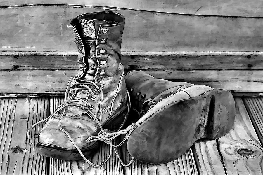 Tired Leather in Black and White Photograph by Nadine Lewis - Fine Art ...