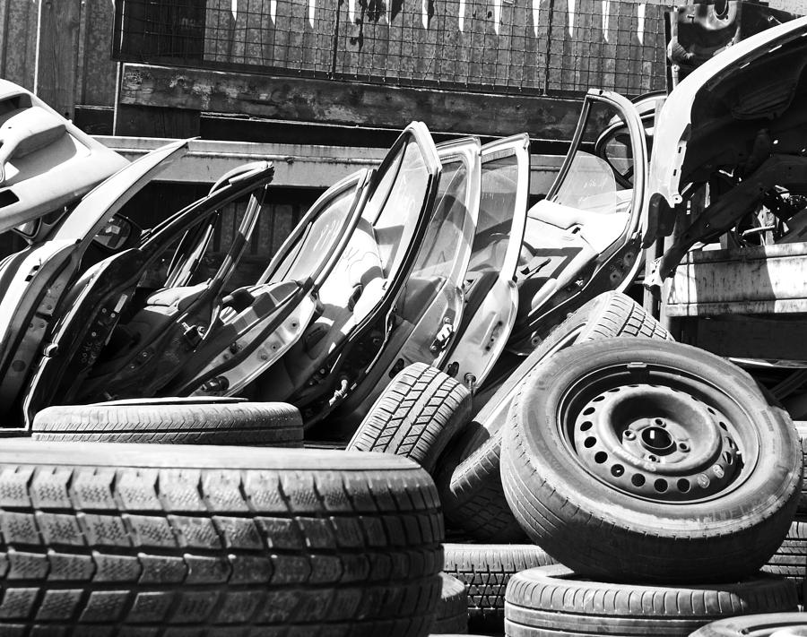 Tired Tires BW Photograph by Laurie Tsemak